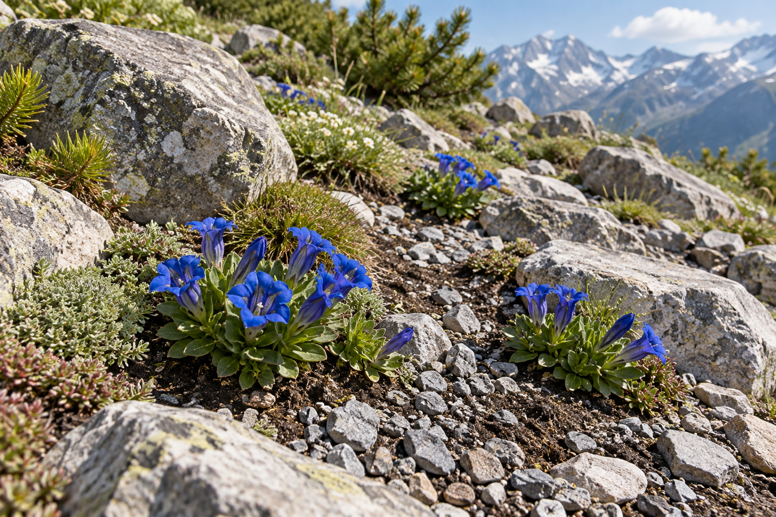 Alpen-Enzian (Gentiana alpina): Standort, Pflege & Winterhärte Steingartenpflanzen