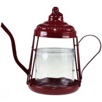 Artikel Teelichthalter Glas Windlicht Teekanne Rot Ø15cm H26cm