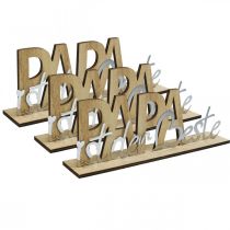 Artikel Schriftzug „Papa“, Holzdeko, Himmelfahrt, Geschenk zum Vatertag Natur, Silbern L22,5cm H8cm 3St