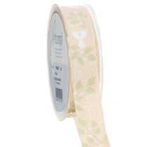 Artikel Band Konfirmation Kommunion Deko Schleifenband Taufe Beige 25mm 20m