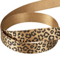 Artikel Band Leopard Print Seidenband Braun Schwarz 15mm 18m