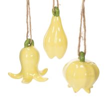 Artikel Keramik Blumenanhänger Fröhliche Gestaltung Blüten Design Frühjahrsdeko 9cm 6St