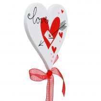 Artikel Blumenstecker Herz Weiß mit Schleife 7cm 12 St