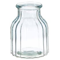 Artikel Blumenvasen Glas Rillen Design Blau Ø11cm H14,5cm 2St