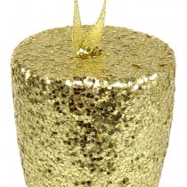 Artikel Aufhänger Champagnerglas Hellgold Silvester Deko 15cm 3St