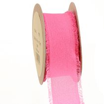 Artikel Chiffonband Pink Neon Stoffband mit Fransen 40mm 15m