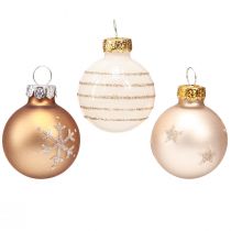 Artikel Christbaumkugeln Glas Mini Pearl Weiß Gold Ø3cm 9 St
