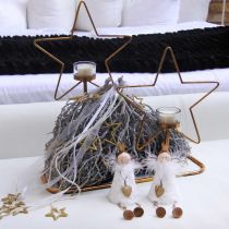 Artikel Engel Figur sitzend Weihnachtsdeko Holz Metall Weiß H12cm