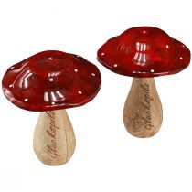 Artikel Deko Fliegenpilz Tischdeko Herbst Holz Pilz Ø13cm H16cm 2St