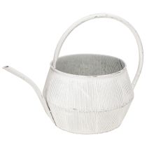 Artikel Deko Gießkanne Weiß Metall Vintage Rillen Dekor Ø25cm