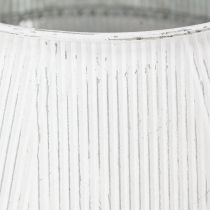 Artikel Deko Gießkanne Weiß Metall Vintage Rillen Dekor Ø25cm