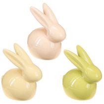 Artikel Deko Hase Gelb Grün Braun Moderne Keramikfigur für Ostern 8,5×4,5cm 3St