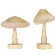 Artikel Deko Pilz Holz, Filz mit Glitter Tischdeko Advent H11cm 4St