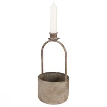 Artikel Deko Schale mit Kerzenhalter Antik Grau Rost Ø11cm H23,5cm