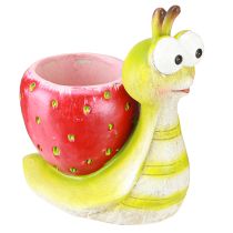 Artikel Deko Schnecke Blumentopf Erdbeer Keramik Grün Rot 15,5cm
