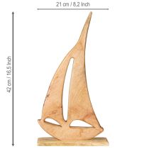 Artikel Deko Segelboot Holz auf Sockel Natur Maritim H57,5cm