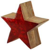 Artikel Deko Stern Holzstern Rot Natur Deko aus Mangoholz Ø20cm