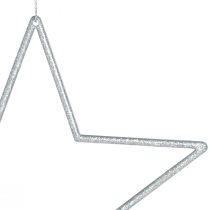 Artikel Deko Sterne Silber Christbaumschmuck mit Glitter 18cm 8 St