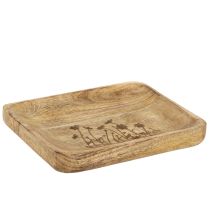 Artikel Deko Tablett Holz mit Blumenmuster Mangoholz 20×15,5cm
