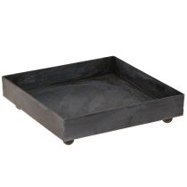 Artikel Deko Tablett Metall Schwarz Grau gewaschen 15×15cm 2St