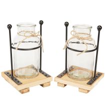 Artikel Deko Vasen Flaschenvase Glas auf Sockel 12×12×20cm 4St