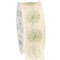 Artikel Dekoband Geschenkband Pusteblume Creme 40mm 15m
