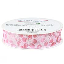 Artikel Dekoband mit Blumen Geschenkband Frühling Rosa 25mm 20m