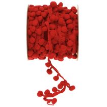 Artikel Dekoband mit Pompoms Pom Pom Band Rot 20mm 15m