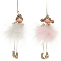 Artikel Dekofigur Engel Prinzessin Christbaumschmuck Weiß, Rosa 12cm 2 St