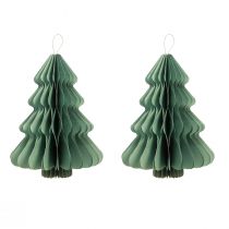 Artikel Dekohänger Papier Baum Weihnachten Mint Silber H40cm 2St