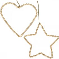 Artikel Dekohänger Weihnachten Holzperlen Herz Stern Baum H20cm 3St