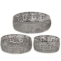 Artikel Dekoschale Metall Grau Weiß Muster Ø16/19,5/23,5cm 3er-Set