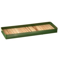 Artikel Dekotablett Metall Holz Metalltablett Grün 35,5×11×3cm 2St