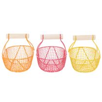 Artikel Drahtkorb mit Holzgriff Handliches Design Ideal für Frühlingsdeko Heim und Büro 17cm 6St