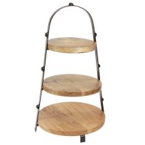 Artikel Etagere 3-stöckig Holz Deko Natur Schwarz Ø30cm H52cm