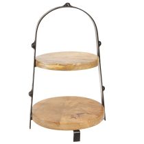 Artikel Etagere Holz Metall Natur Schwarz 2-stöckig Ø25,5cm H38cm