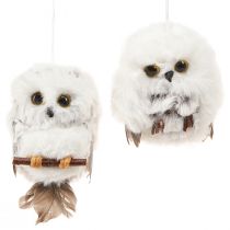 Eulen Deko Eulen Figuren zum Hängen Weiß Grau 6cm 4St
