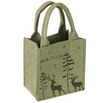 Artikel Filztasche Merry Christmas klein mit Henkeln Grün 15×10cm