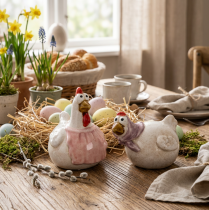 Artikel Keramik Hühnerfiguren fürs Wohnzimmer Süße Oster Tischdekoration für zu Hause 11cm 2St