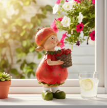 Artikel Erdbeermädchen Dekorationsfigur für Sommerdeko Niedliche Statue Wohnzimmer und Balkon 18cm
