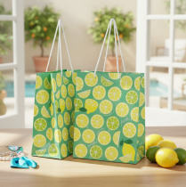 Artikel Geschenktüte Papier Zitronen Tüte mit Henkeln 18×10×23cm 2St