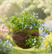 Artikel Blumenampel Braun Hängekorb Pflanzkorb Reben Moos Ø24cm