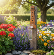 Artikel Regenmesser Leuchtturm Rostoptik – Dekorativer Niederschlagsmesser für den Garten und Zaun 41cm rost