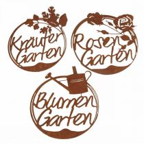 Artikel Gartendeko Rost, Schriftzug, Kräuter Blumen Rosen 29,5cm 3 St