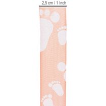 Artikel Geschenkband Baby Füße Deko Taufe Band Rosa 25mm 16m