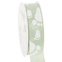 Artikel Geschenkband Baby Füße Deko Taufe Grün 25mm 16m