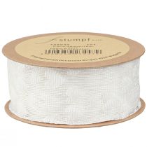 Artikel Geschenkband Herzen Netzband Weiß Glitter 40mm 10m