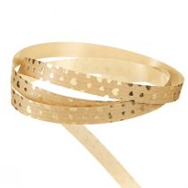 Artikel Geschenkband Kräuselband mit Herzen Gold Braun 10mm 100m