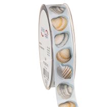 Artikel Geschenkband Maritime Deko Muscheln Blau 25mm 15m