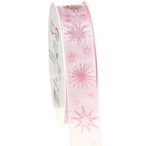 Artikel Geschenkband Sterne Weihnachtsband Rosa 25mm 20m